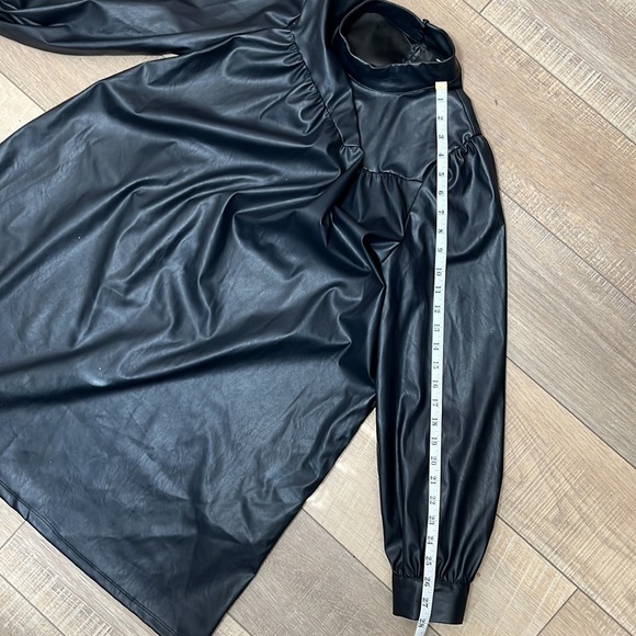 Who What Wear Faux Leather Long Sleeve Turtleneck Dress with Button Closure sz M - Picture 15 of 16